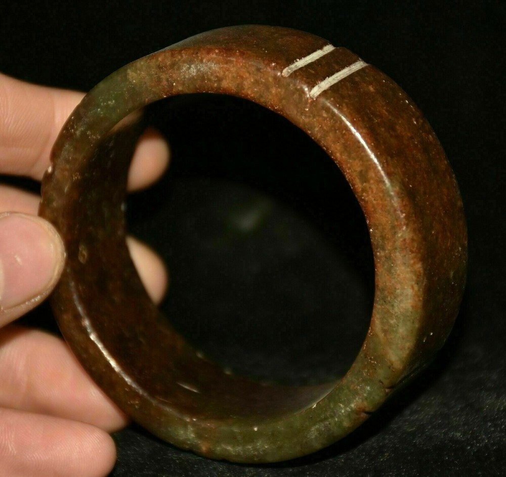 7CM Antique Hongshan Culture Jade Carved Bracelet Bangle Jewelry