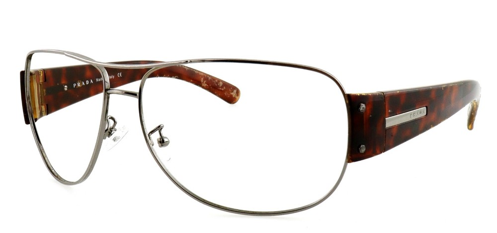 PRADA SPR52G 5AV-6S1 64mm Gunmetal Havana Eyeglasses Sunglasses Frame Made in Italy