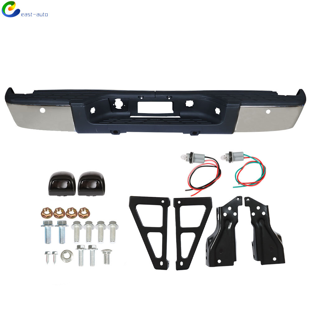 For 2007-2013 Chevy Silverado/ GMC Sierra 1500 Metal Rear Bumper W/ Sensor Holes