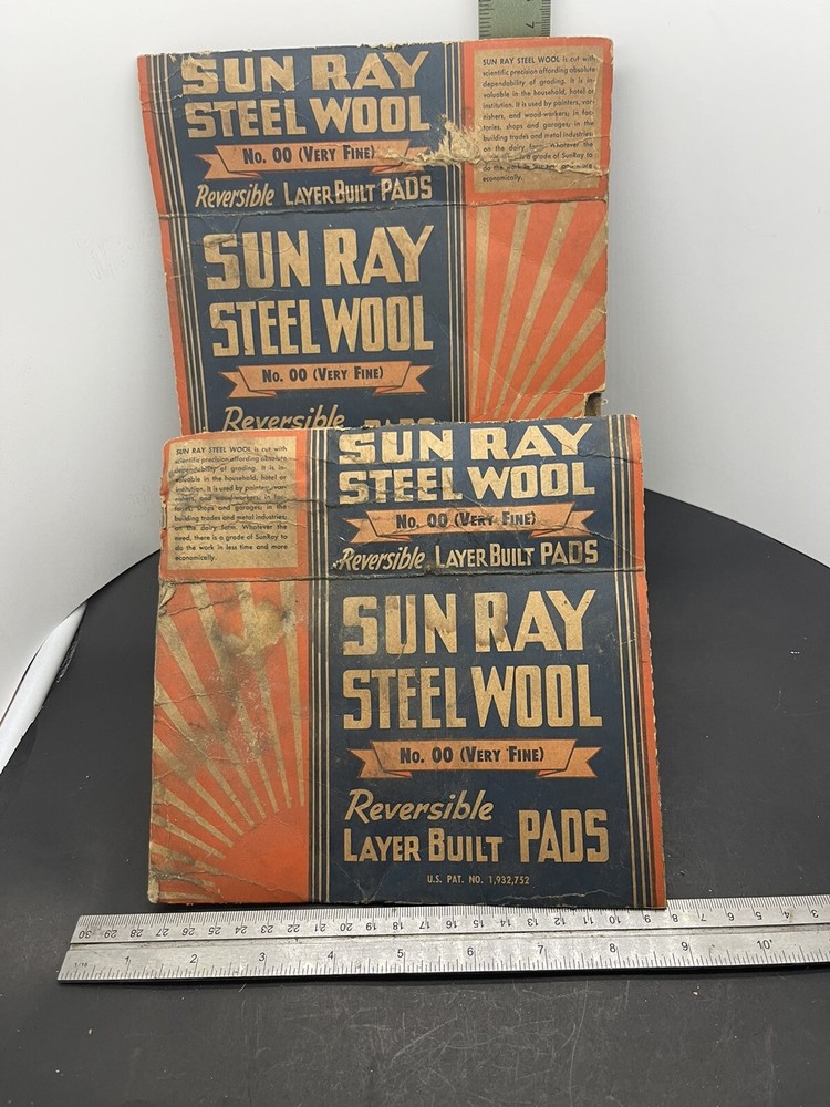 Vintage SUN RAY Steel Wool Pads Box Parts