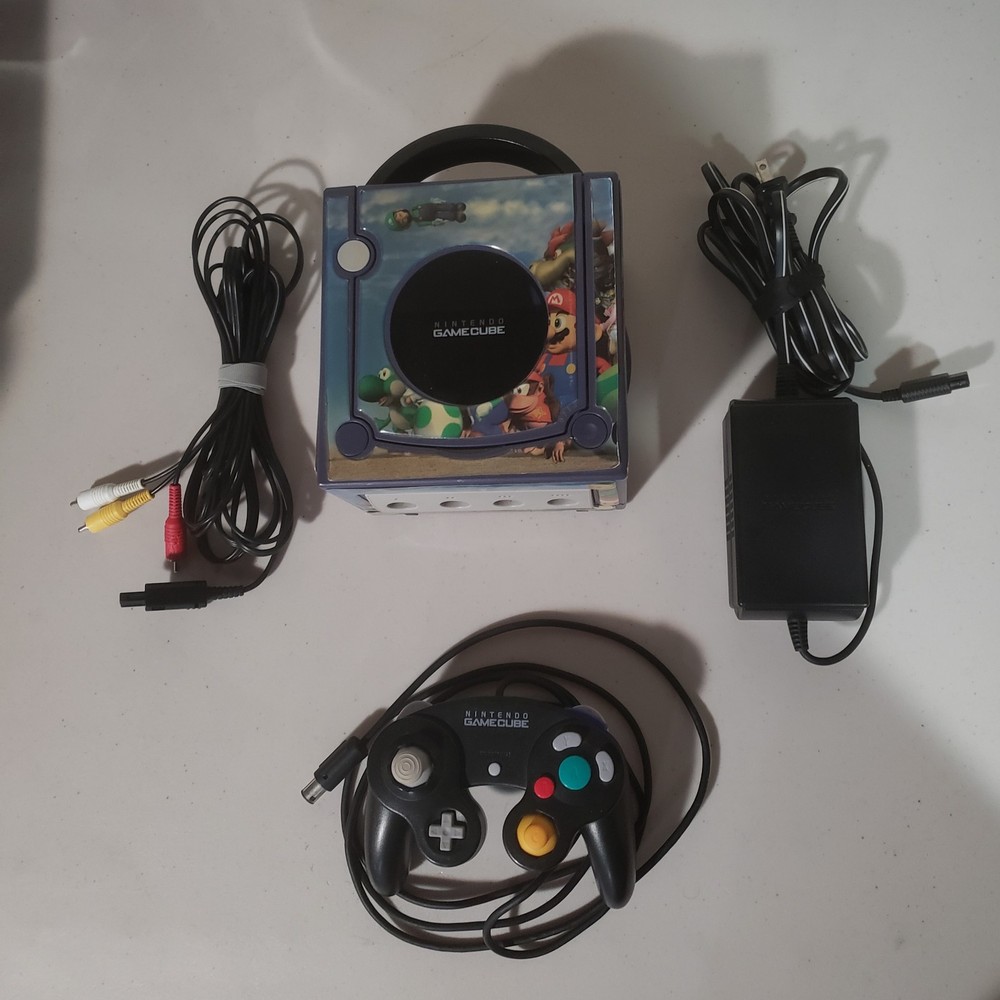 Nintendo GameCube Console Indigo With Super Smash Bros Skin Tested Works