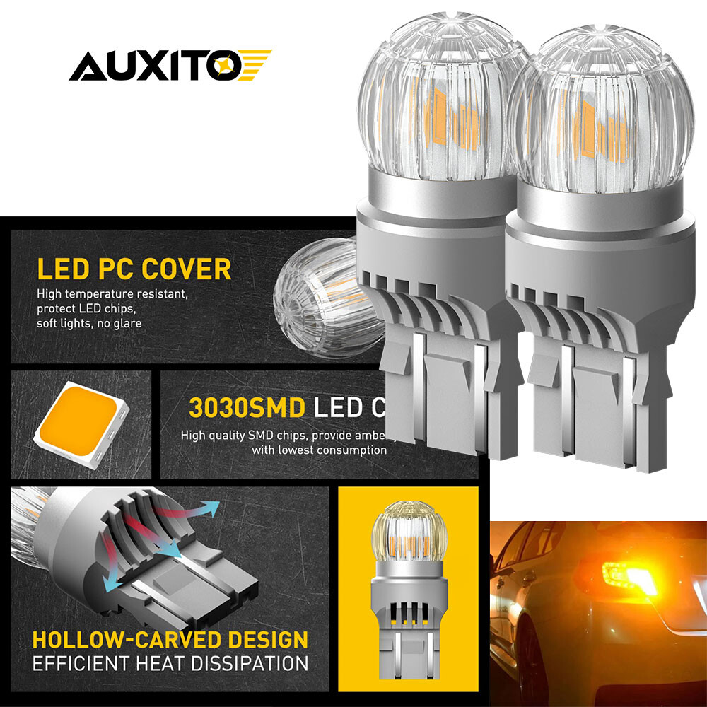 AUXITO 2x 7440 7443 W21W 580 Amber LED Turn Signal Light Bulb Canbus Error Free