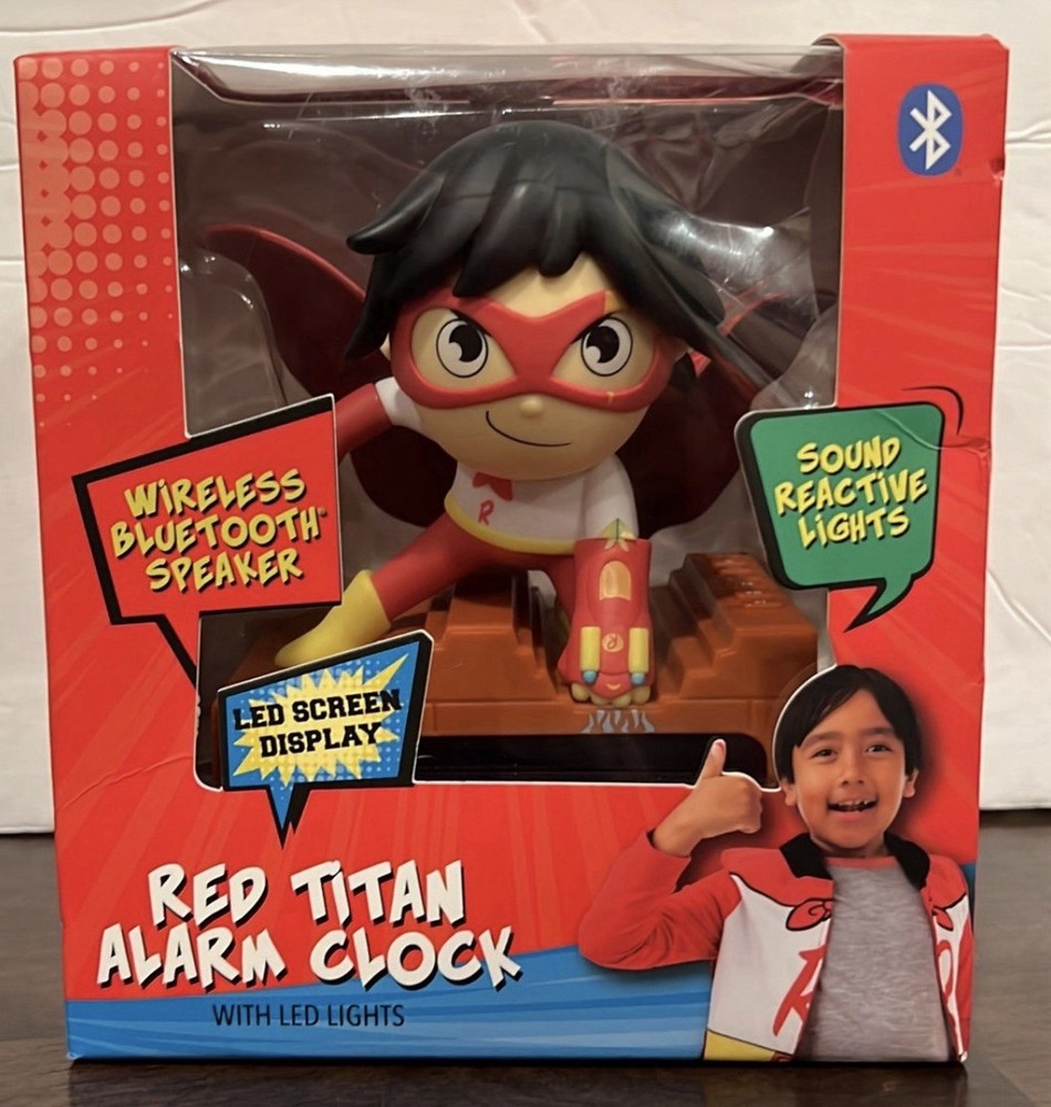 Ryan's World Kid's Alarm Clock with Bluetooth colors Speaker Red Titan Brand New