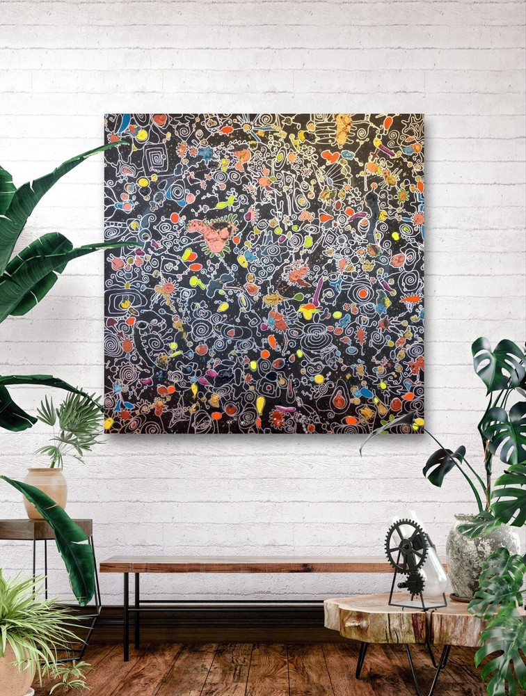 Original Large Abstract UV Contemporary Stretched  Canvas 39.37×39.37 - MIRACLES