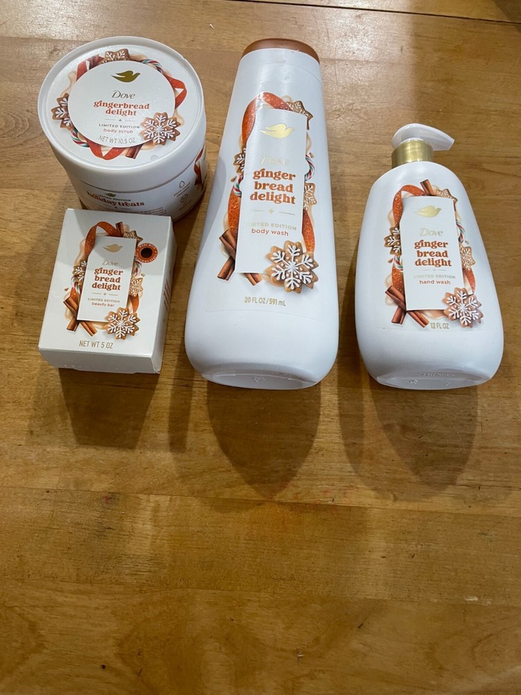 Dove Ginger Bread Delight 4-Piece Holiday Skincare Set for Body & Hands  