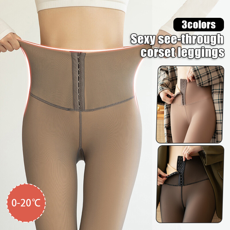 Winter Warm Fleece Pantyhose High Waist Tummy Control Sheer Stockings