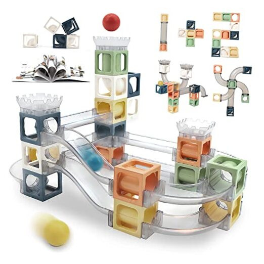 Magnetic Marble Run Building Toy for Kids Ages 4-8 with 41 Stacking Blocks