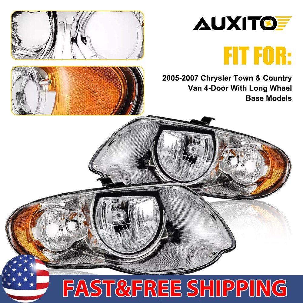 Headlights Assembly Pair For 2005 2006 2007 Chrysler Town&Country 3.3L 3.8L NEW