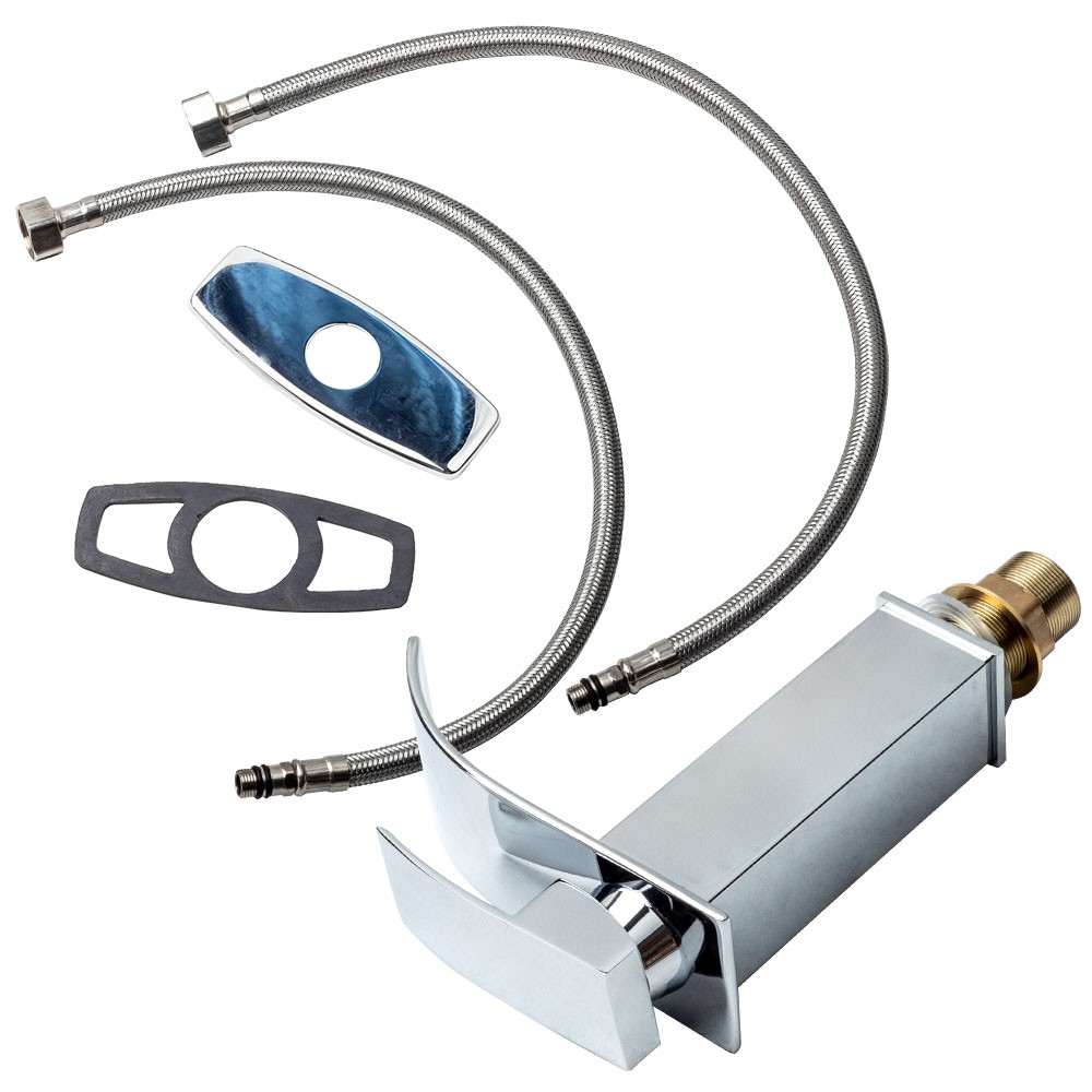 Chrome Single Handle Bathroom Basin Faucet Waterfall Mixer Tap With Cover Plate