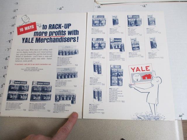 trade magazine ad 1965 YALE hardware store display padlock door lock deadbolt