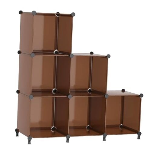 6-Cube Storage Organizer Shelf in Cocoa Brown for Books & More  