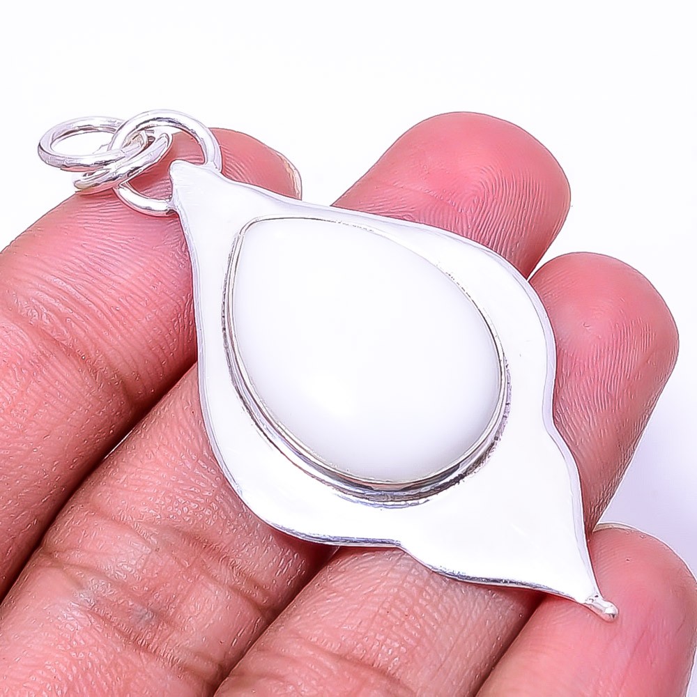 White Coral Gemstone 925 Sterling Silver Pendant 2.34