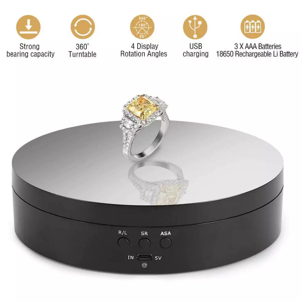 360° Motorized Rotating Display Stand for Jewelry Photography Showcase  