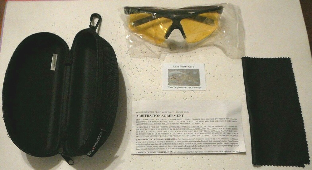 Bell and Howell TAC Glasses with Yellow Lens Includes Case and Box  