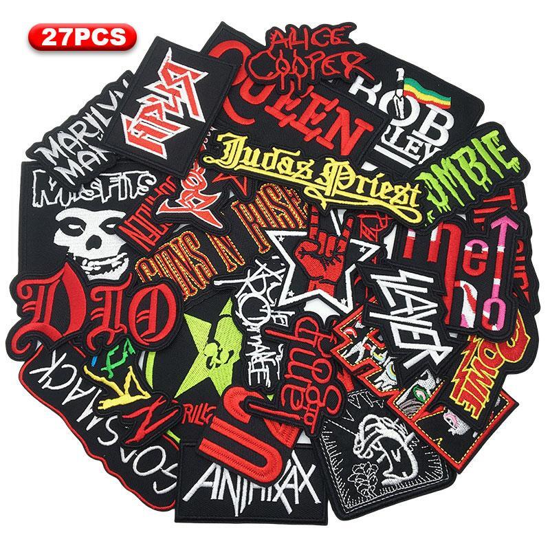 New 27pcs Random Lot Rock Band Patches Iron on Music Punk Roll Heavy Metal Sew
