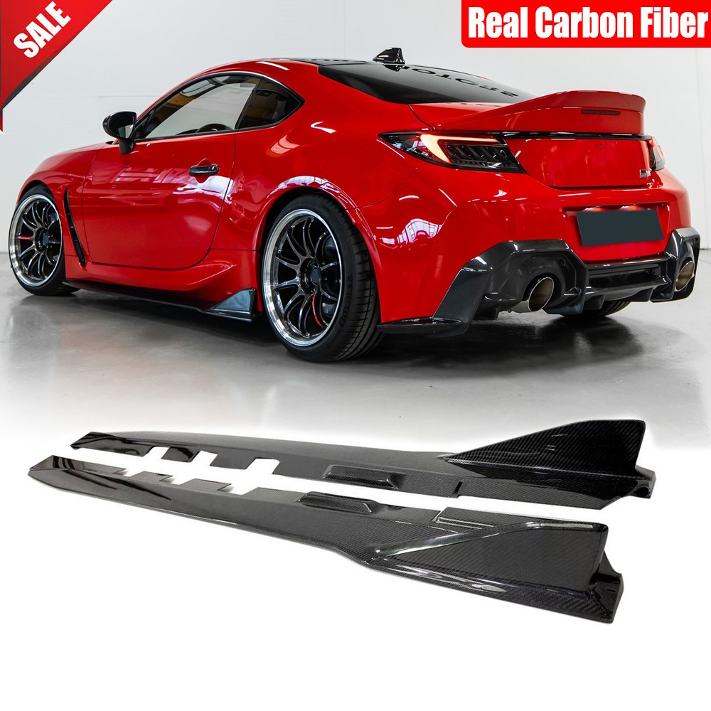 For Toyota GR86 Subaru BRZ 2022-24 Real Carbon Side Skirts Extension Lip Blades