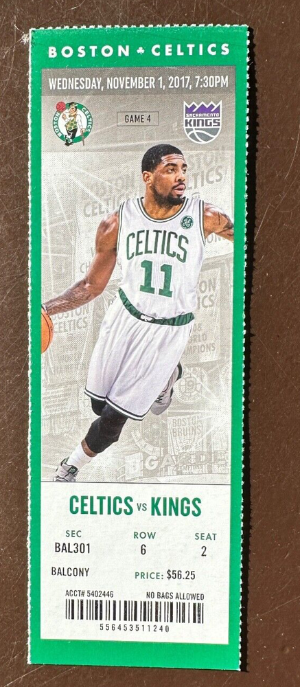 Boston Celtics 11/1/2017 NBA ticket stub vs Sacramento Kings