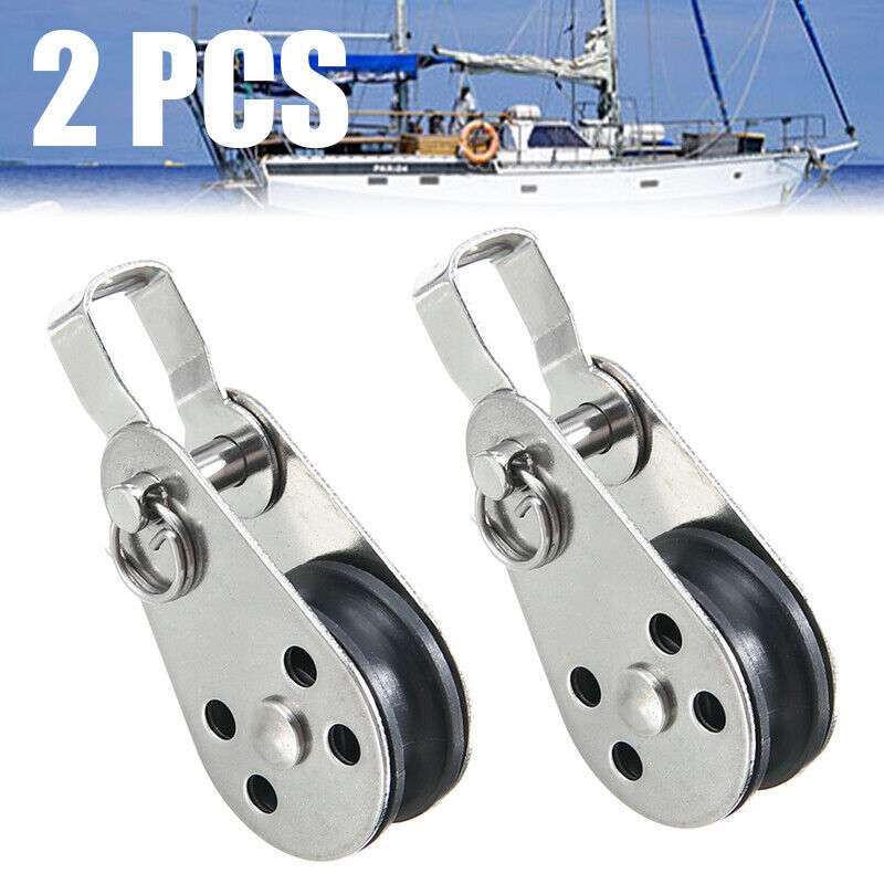 2pcs 25mm Swivel Lifting Rope Pulley 316 Stainless Steel Pulley for Boat Yacht