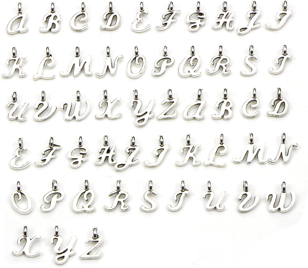 130Pcs ABC Letter Alphabet Mini A-Z Letter Charms for Personalization Jewelry Ma