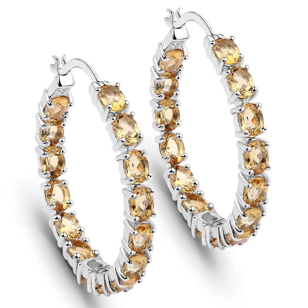 4.80 Carat Genuine Citrine Sterling Silver Earrings 925