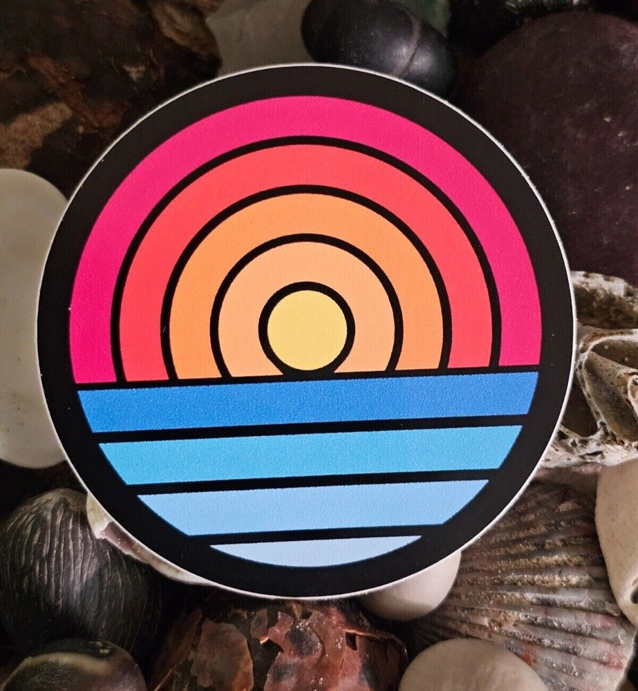Retro sunset - Waterproof Sticker - Car Decal - Laptop Sticker