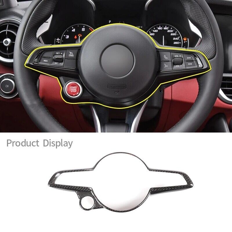 For Alfa Romeo Giulia Stelvio 2020- 2021 Carbon Fiber Car Steering Wheel Trims