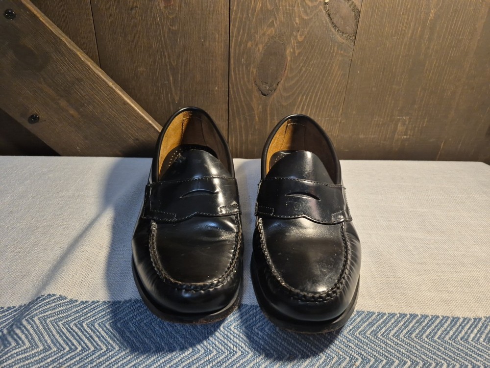 GH Bass Weejuns Penny Loafers Men's Size 9 D Shoes Black Leather USA MADE Imperf