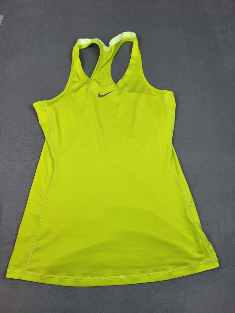 Nike Pro Dri-Fit Tank Top Womens Medium Yellow Lightweight Stretch Performance