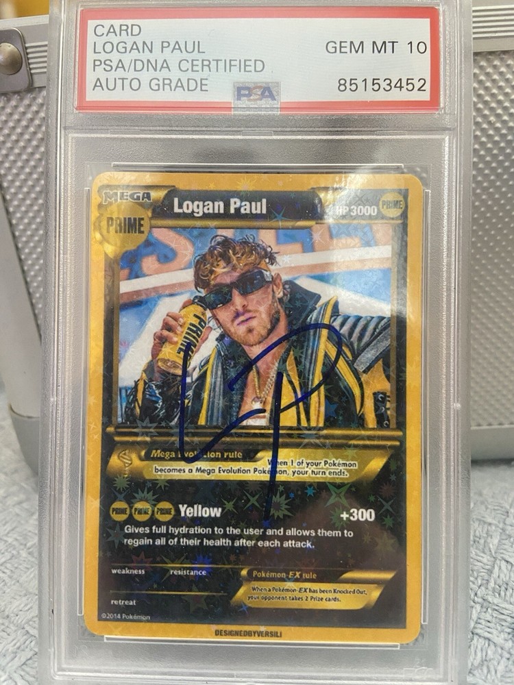 Logan Paul autographed Custom Card Psa gem mt 10 prime Pokémon Wwe