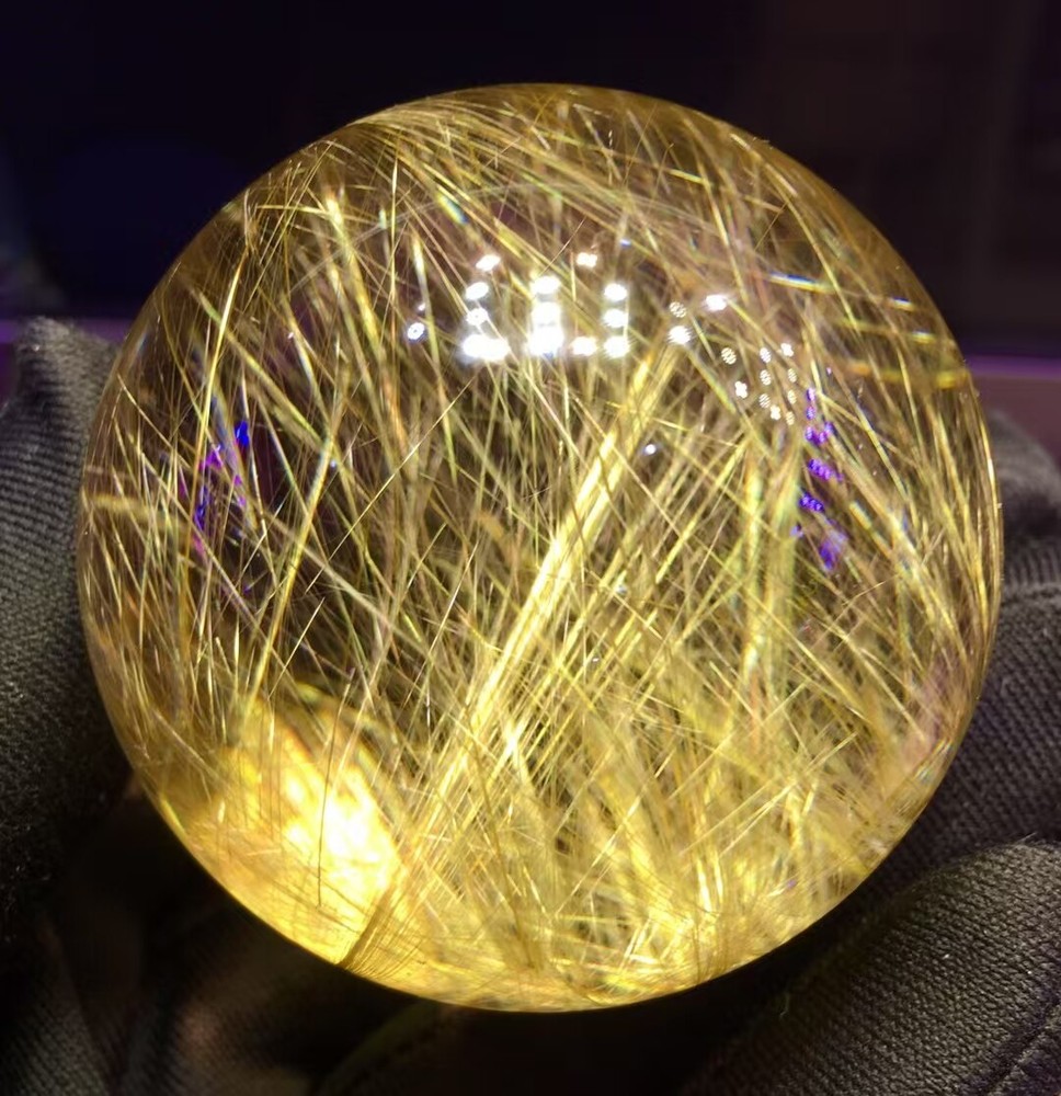 Top Natural Hair Crystal Rutilated Quartz Ball Healing Crystal Reiki Sphere 51mm