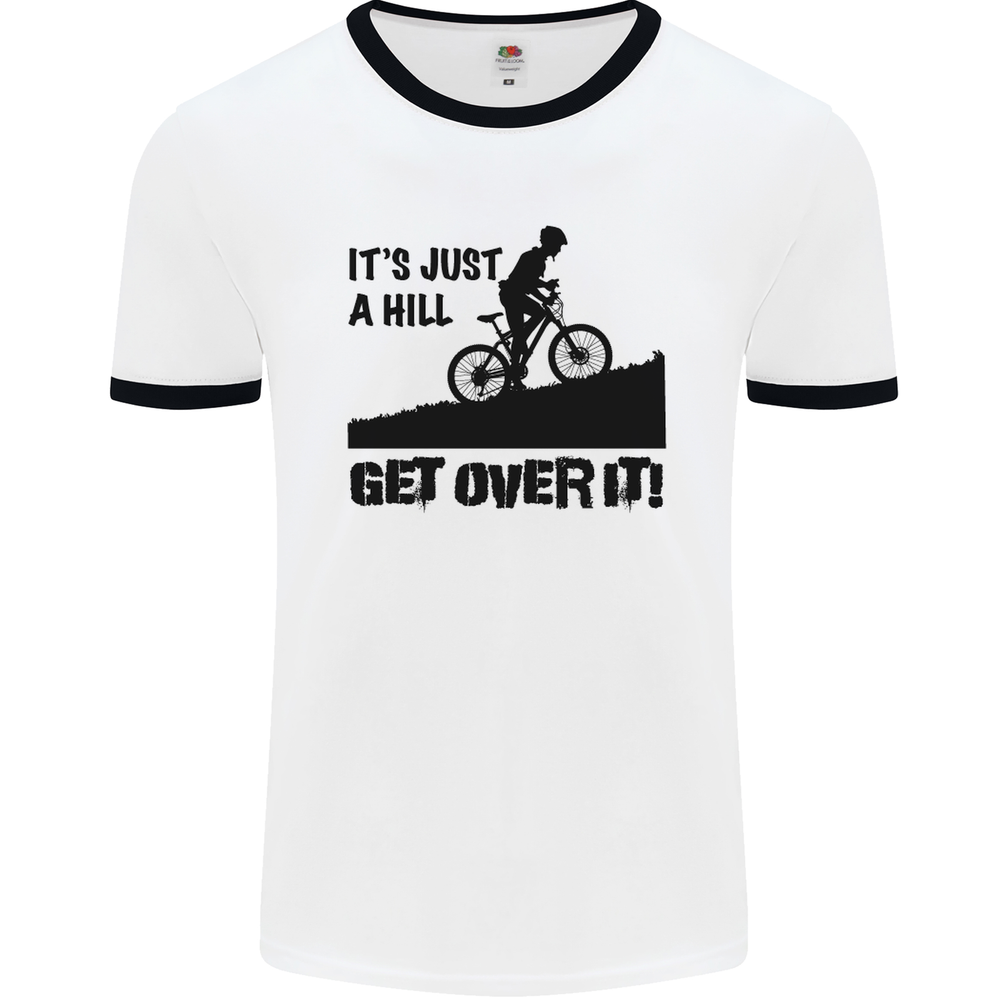 Funny Cycling Ringer Tee for Men - A Hill Get Over It Design