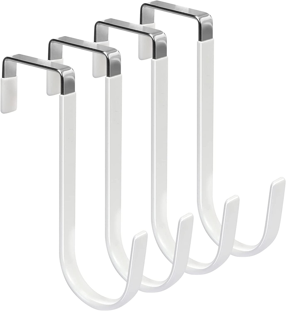 Over-the-door hooks 4-pack with rubber pads to prevent scratches holds heavy items