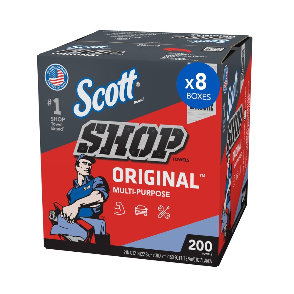 Scott Shop Original Blue Towels 9x12 Cloth-like Paper Towels 8 Boxes