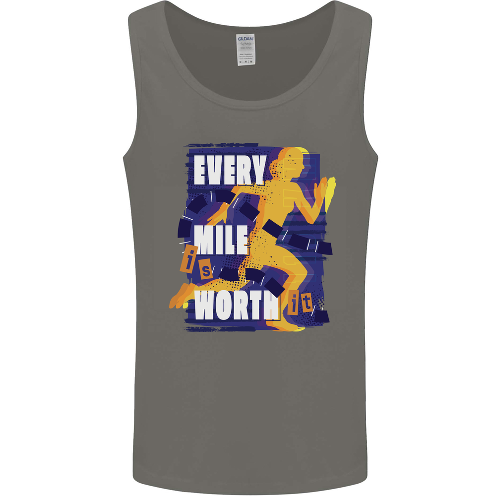 Running Every Mile Cross Country Marathon Runner Mens Vest Tank Top