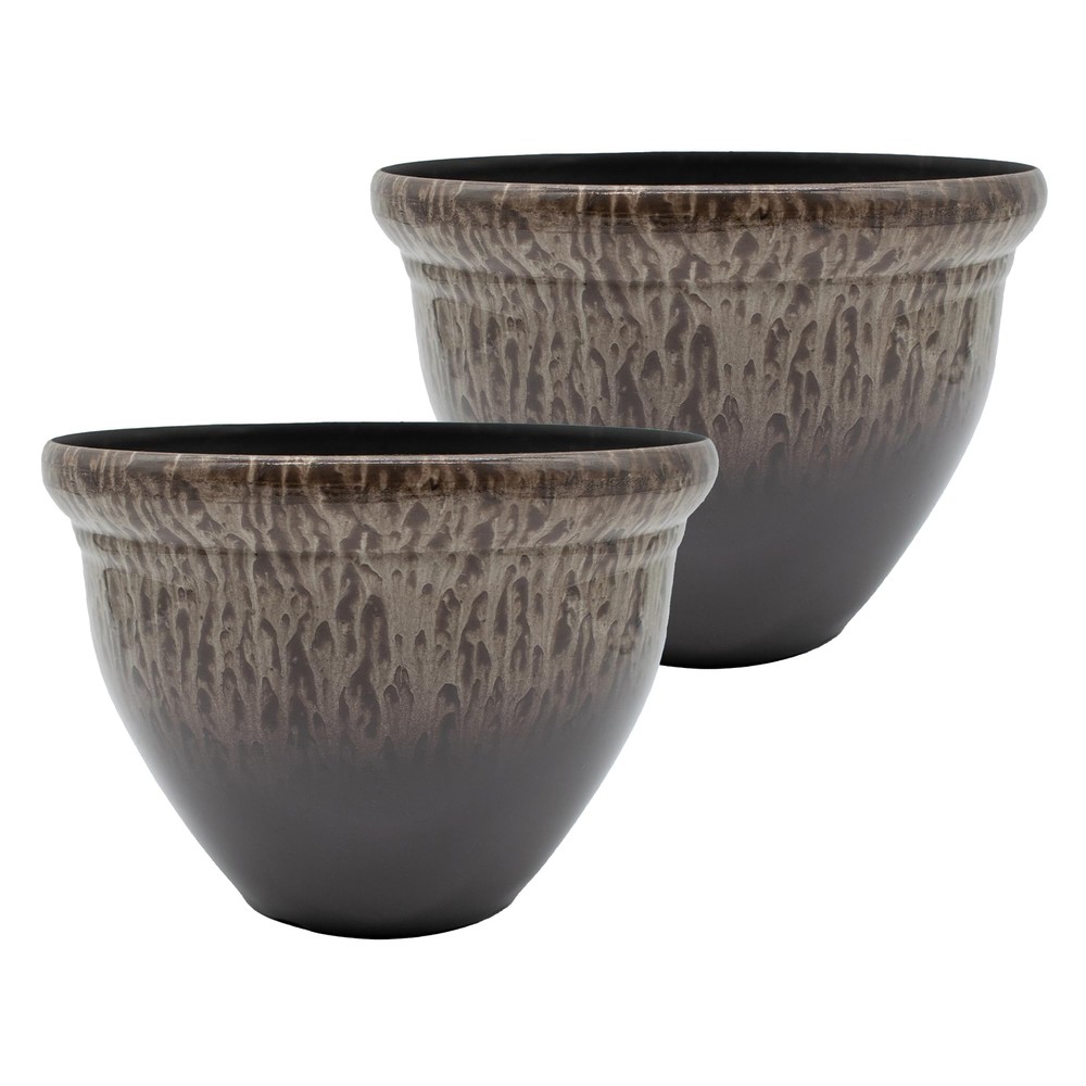 16 Inch Pizzazz Decorative Round Planter - Lightweight Premium Resin Plant Po...