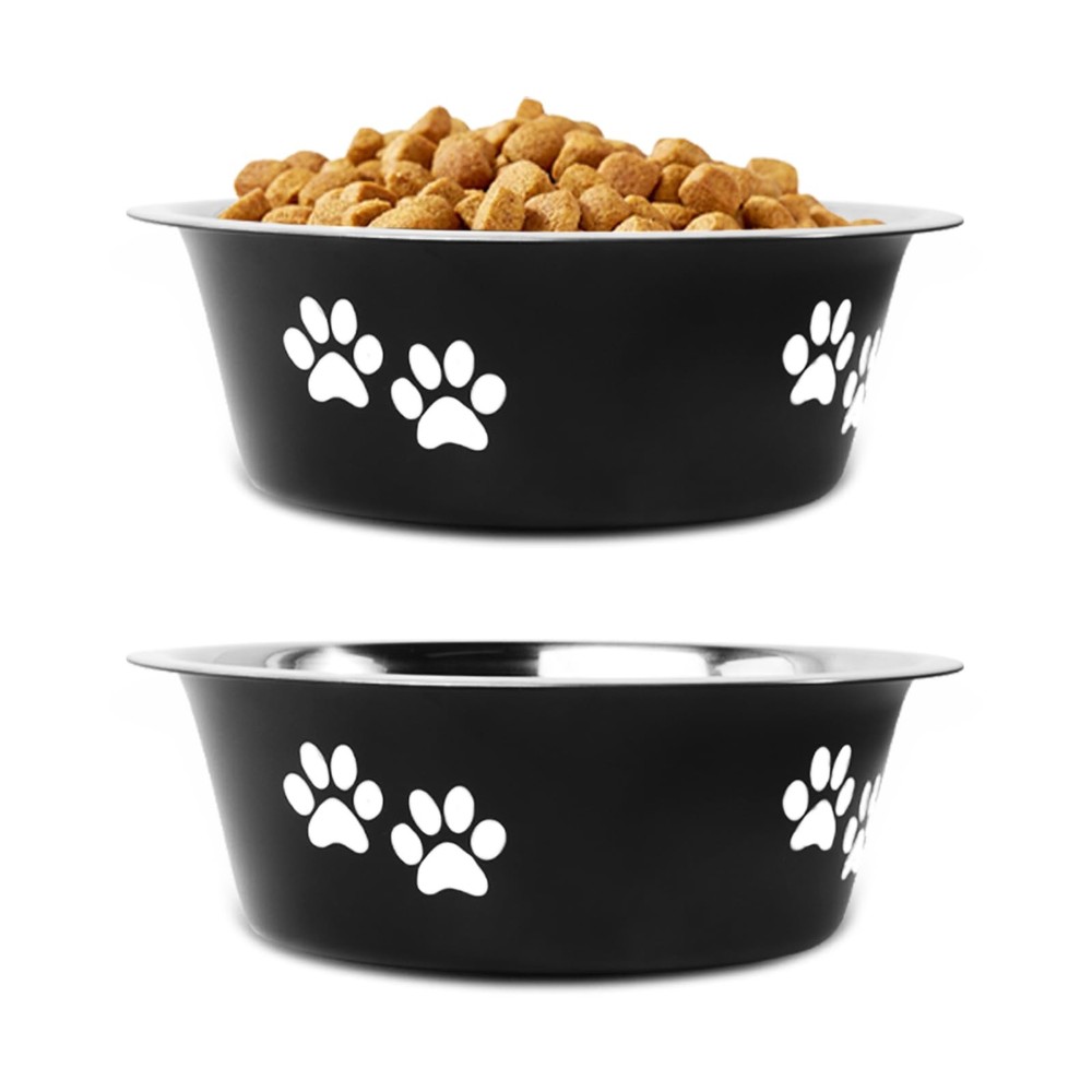 Dog Bowls 2 Pack Small Medium Dogs Feeding Food Water Bowl with Non-Slip Sili...