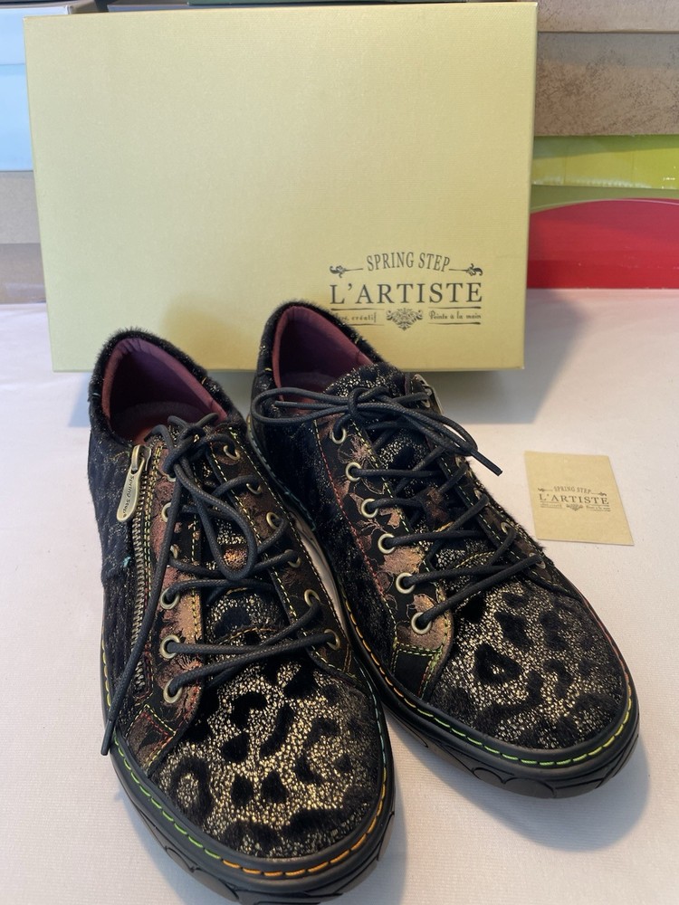 L'Artiste DANLI Cheeta Bronze Suede Leather Spring Step Sneakers SZ 9.5 10 NIB
