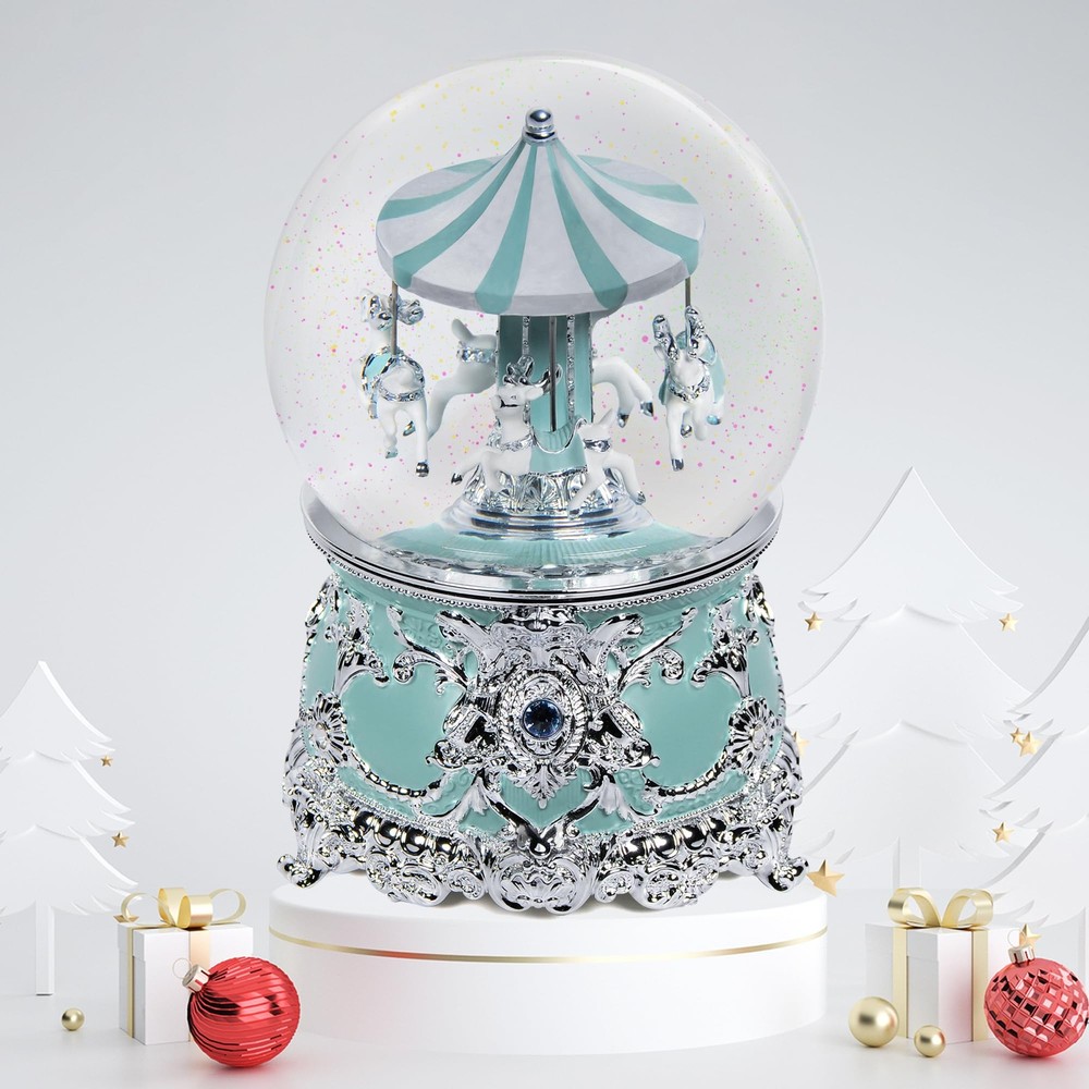 Carousel Moose Music Box Wind Up Moose Snow Globe Gift for Girls Women Sister...