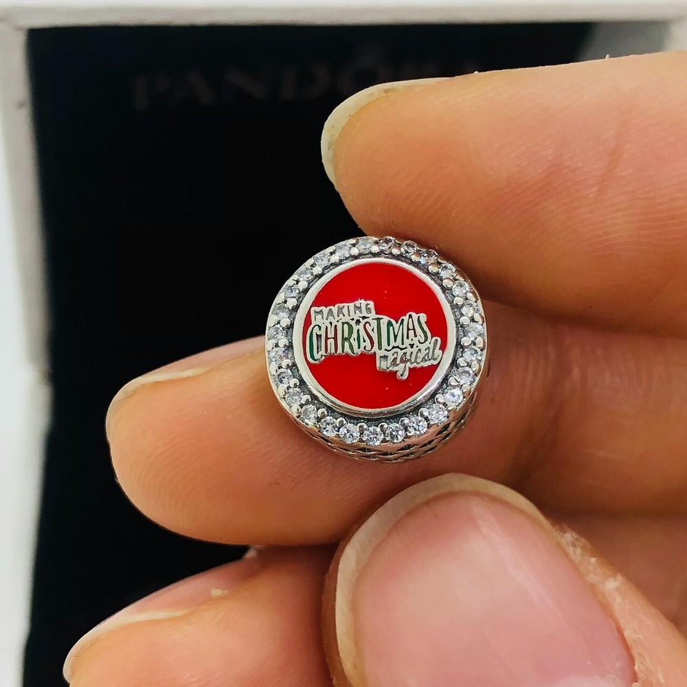 Pandora Merry Christmas Charm Bead in S925 Sterling Silver Gift Box