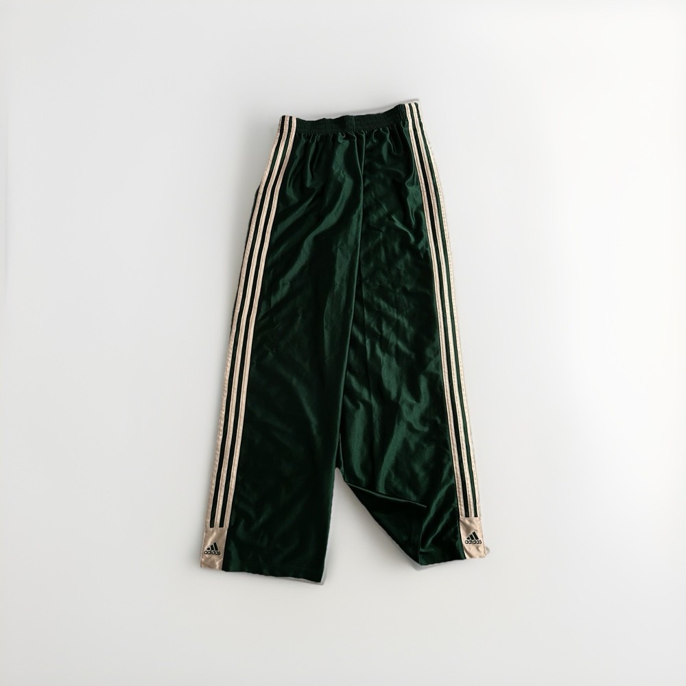 VTG 2000s ADIDAS STRIPED DAZZLE TEAR AWAY Green White Button PANTS MEDIUM