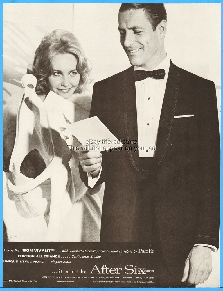 1960 After Six Tuxedo Vintage Men's Fashion Formal Wear David Herbert Gallery Ad