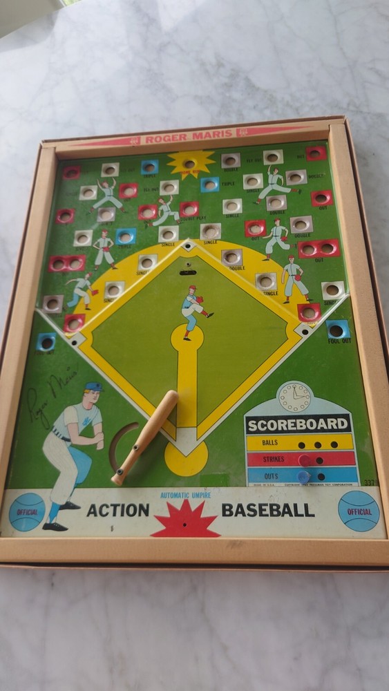 VTG ROGER MARIS ACTION BASEBALL 1962 TIN TOY GAME NY YANKEES PRESSMAN CORP