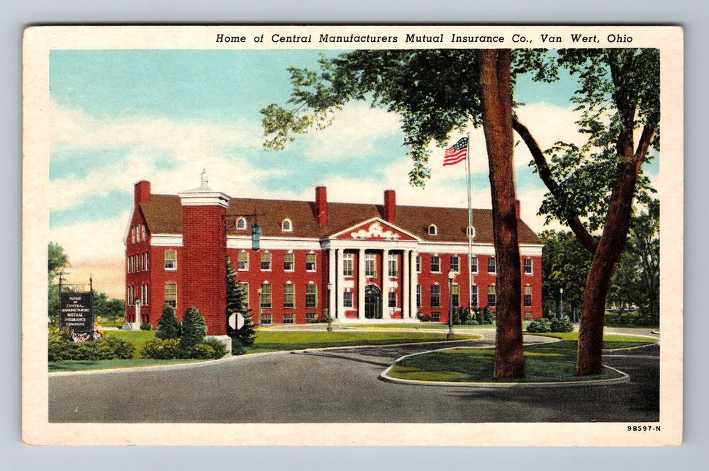 Van Wert OH-Ohio, Central Manufacturers Mutual Insurance, Vintage Postcard