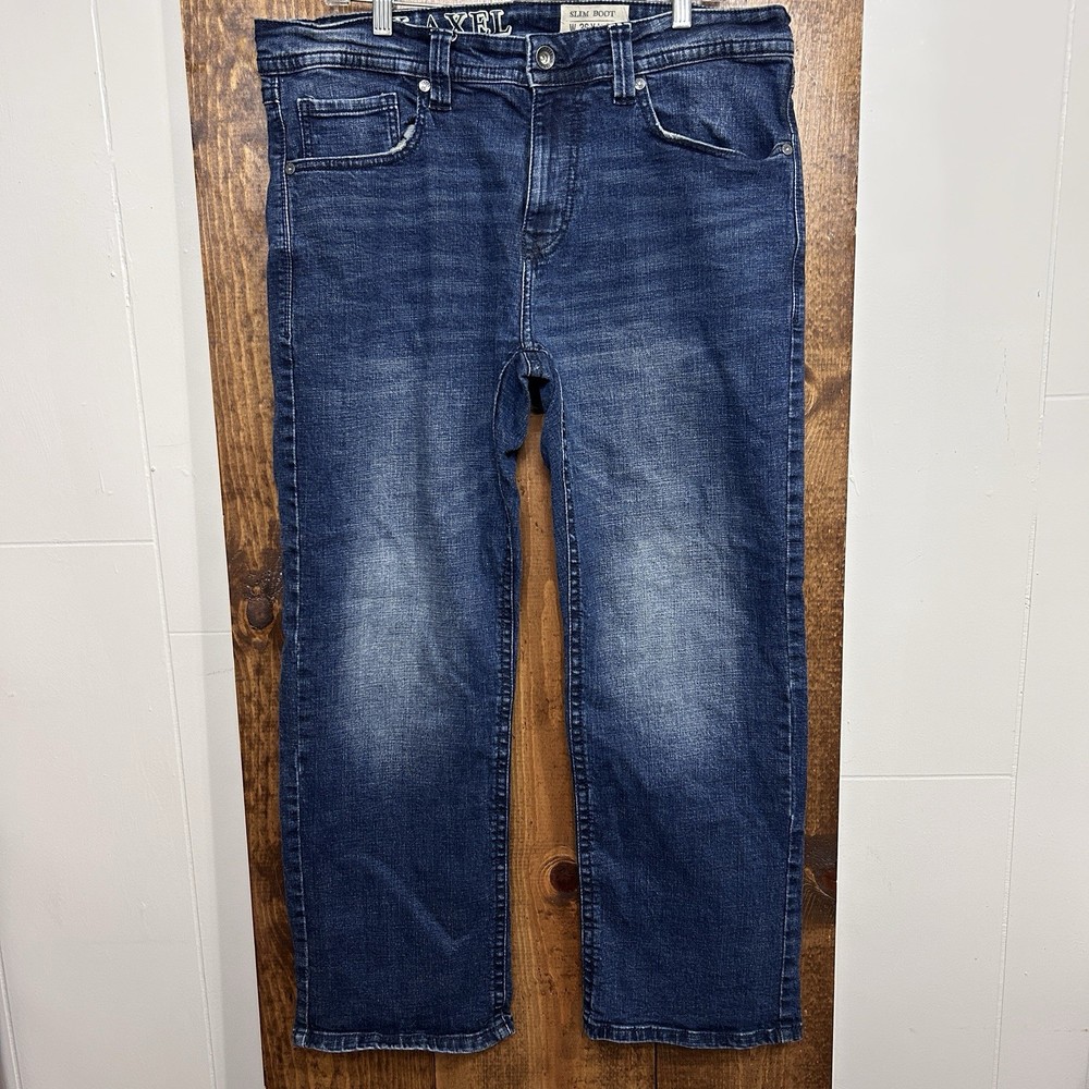 TK Axel Jeans Mens 36x30 Slim Boot Dark Blue Denim Straight Leg Classic Casual