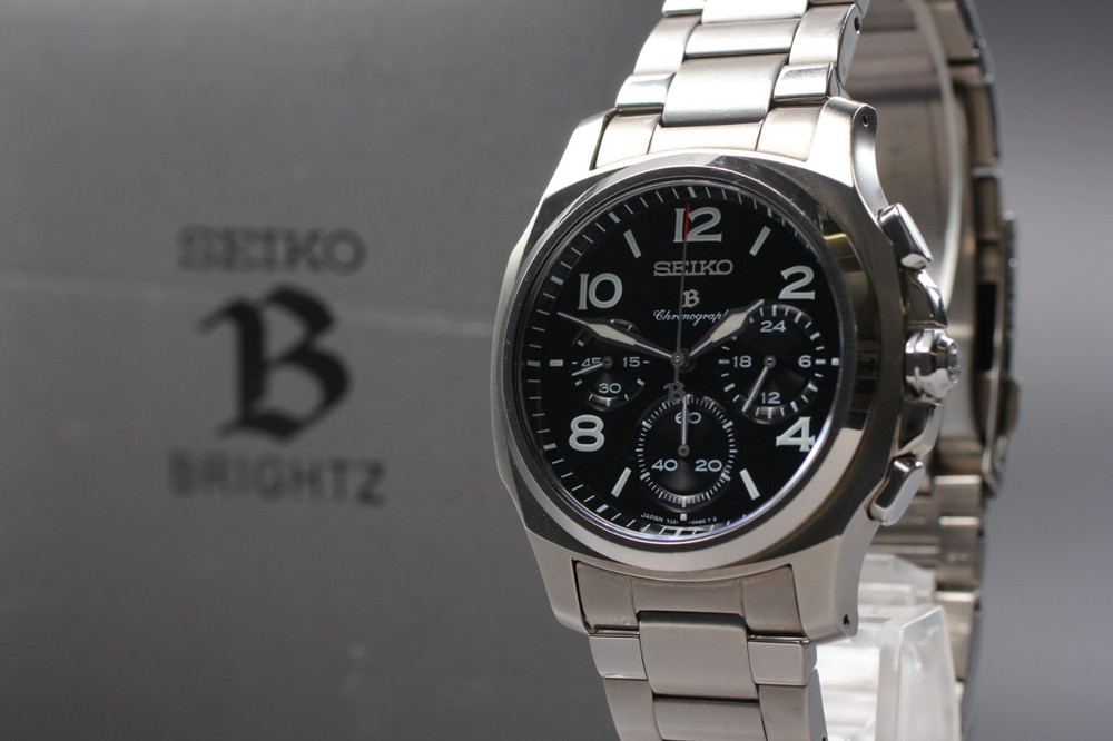 [NEAR MINT] SEIKO Brightz SAGJ005 7J21-0AA0 Qz Chronograph Titanium Men's Watch