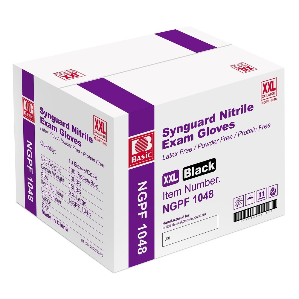 Medical Black Nitrile Gloves 5 Mil Latex-Free Powder-Free NGPF-1