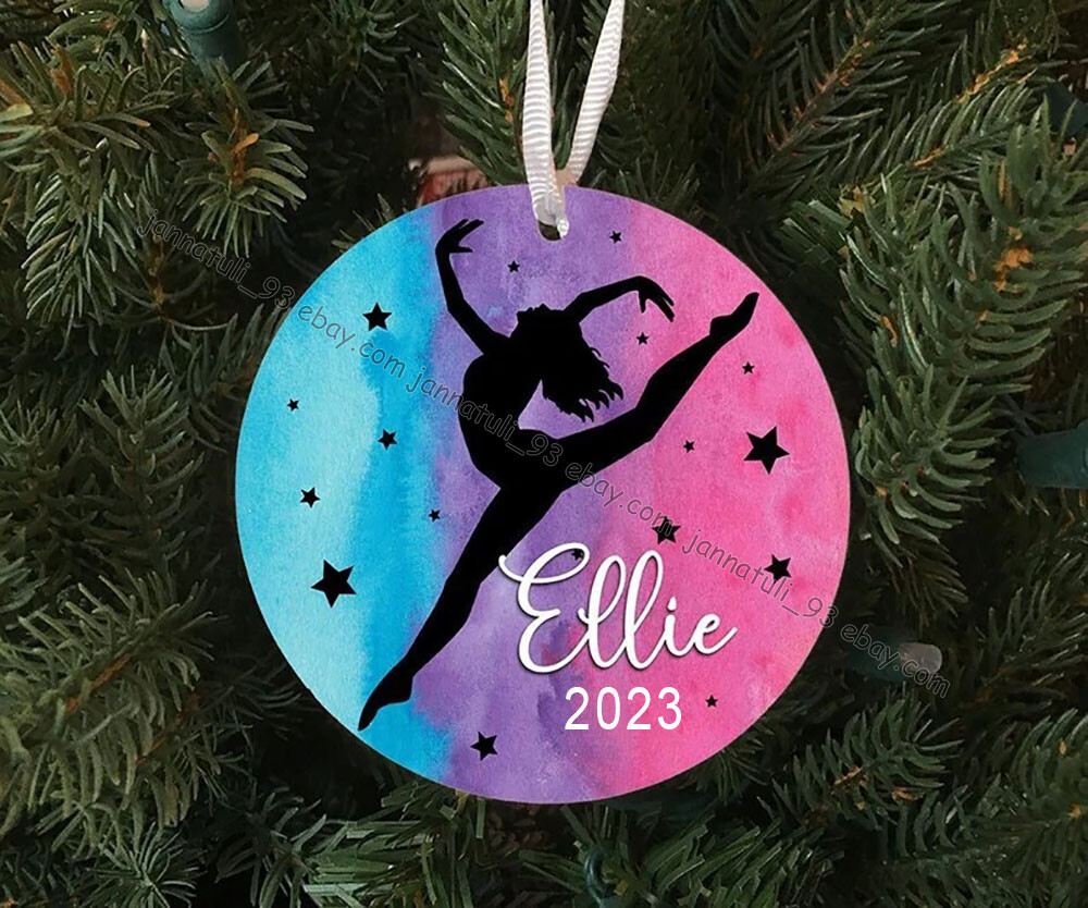 Personalized Girls Dancer Ballet Silhouette - Rainbow Ornament Keepsake - Cus...