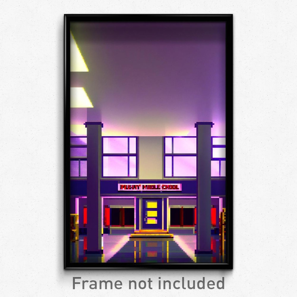 Pixel Art Poster - Mushy Middle School (8 Bit Psychedelic Video Game Print)