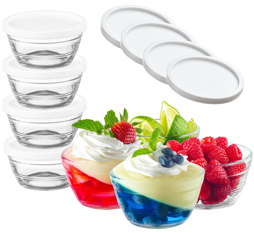 16pc Small Glass Bowls with Airtight Lids - 8oz Stackable Custard Cups Set