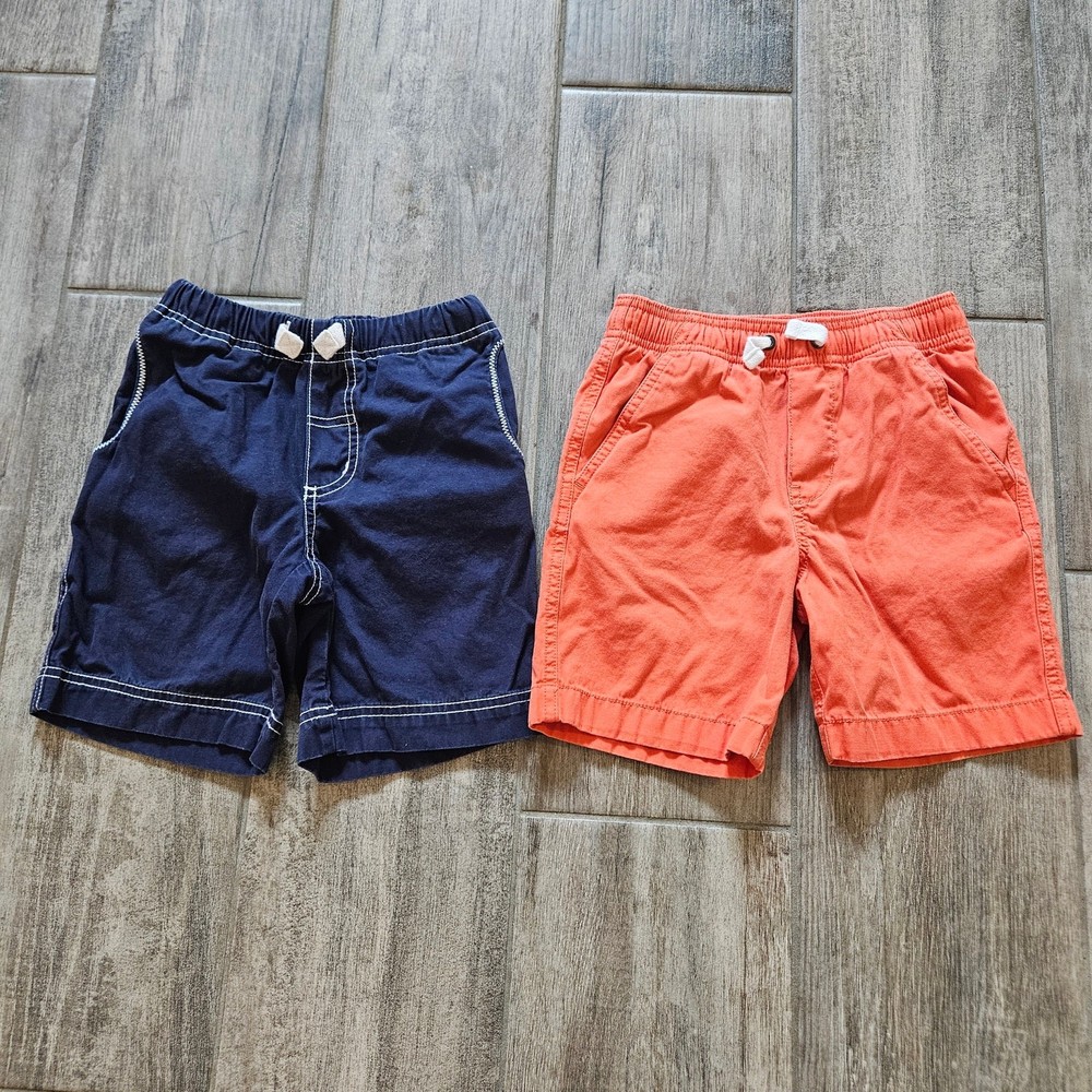Hanna Andersson Boys Shorts Lot of 2 Size 100 4T Navy Orange Cotton Summer Play